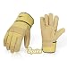 Vgo 3Pairs Pig Grain Leather Men's Work Gloves with Safety Cuff (Size L, Brown, PA3501)