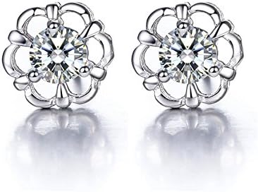 The November Nocturne the Romantic Smell Flower Silver Plated Shape White Zircon Studded Earring