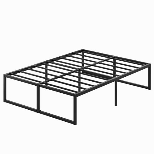 Lutown-Teen 46cm Base Cama Queen Size, No Necesita Somier, Base de Cama Queen Size con Resistentes Listones de Acero para Colchón, Fácil Montaje, Sin Ruido, Negro