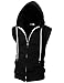 OHOO Mens Slim Fit Sleeveless Lightweight Zip-up Hooded Vest with Zipper Trim