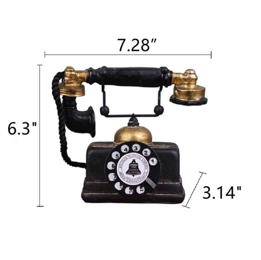 7 inch Creative Retro Telephones European Resin Rotary Dialing Telephone Decoration Cafe Bar Window Decorative Home Decoration Props (L: 7 1/4 inch X W: 3 1/8 inch X H: 6 1/4 inch)