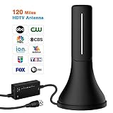 HDTV Antenna - Newest Portable Indoor Digital Antenna, 50 Mile Long Range with Amplifier Signal Booster for 4K HD VHF UHF Local TV Channels with 13ft Coaxial Cable Support All Television