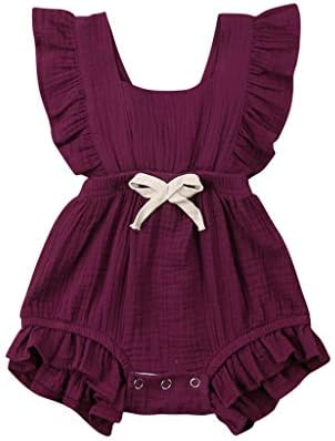 Respctful✿Baby Romper Girl Ruffle Romper Outfit Princess Clothes Newborn Baby Girl Bodysuit One Piece with Cute Bow