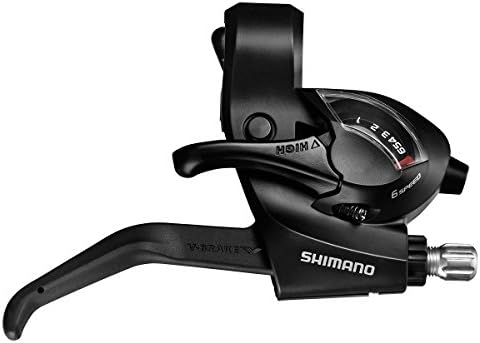 Shimano SHIFT/BRAKE LEVER, RIGHT, 6-SPEED,2050MM INNER,EZ-FIRE PLUS, 2F-STEEL/RESIN, FOR V-BRAKE, BLACK, Individual