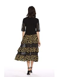 Acecred Milleco - Faldas medias de gasa con estampado floral para mujer, cintura elástica alta