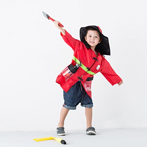 iPlay, iLearn Fire Chief Role Play Costume Set, Halloween Costume(3-6 Years)