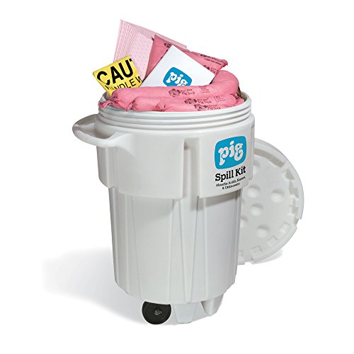 New Pig Hazmat Spill Kit in 95-Gallon Wheeled Overpack Salvage Drum, Absorbs Hazardous Materials, 63-Gallon Absorbency, Wheeled Mobile Drum, KIT341