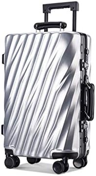 AOTLO Vintage Style Pull Rod Suitcase Aluminum Frame Suitcase Student Password Suitcase (Color : Silver, Size : 29INCH)