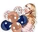 2022 New Years Eve Decorations Rose Gold Navy Blue Balloons 44 Pack 12 Inch Metallic Blue Rose Gold Confetti Balloons for Wedding Bridal Shower Engagement Party Birthday Valentine's Day Decor