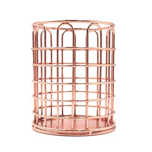 Gold Metal Desktop Pencil Cup Holder Office Supplies Desk Organizer Makeup Brush Holder