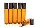 Roller Bottles for Essential Oils - Amber Glass Bottle with Metal Stainless Steel Ball - Great for Essential Oil, Aroma Therapy, and Perfume - Premium Quality (10ML)