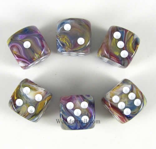 Carousel Festive With White Pips 16mm D6 Dice Set of 6 Wondertrail WCX27640E6