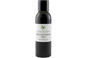 Ilias and Sons Gourmet Greek Black Garlic Balsamic Reduction Glaze Cream, Versatile Salad and Bread Dipping Sauce