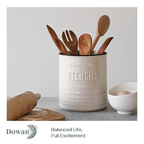 DOWAN Kitchen Utensil Holder, 7.2″ ExtraLarge Ceramic Stable Utensil