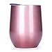 Carlcoo Tumbler with Lid, 12 oz Stainless Steel Stemless Glass, Rose Gold Double Wall Vacuum Insulated Cup for Coffee, Wine, Cocktails, Ic