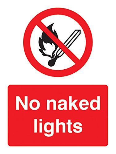 Caledonia Signs 13005E No Naked Lights Sign, Rigid Plastic, E: 200 mm x 150 mm