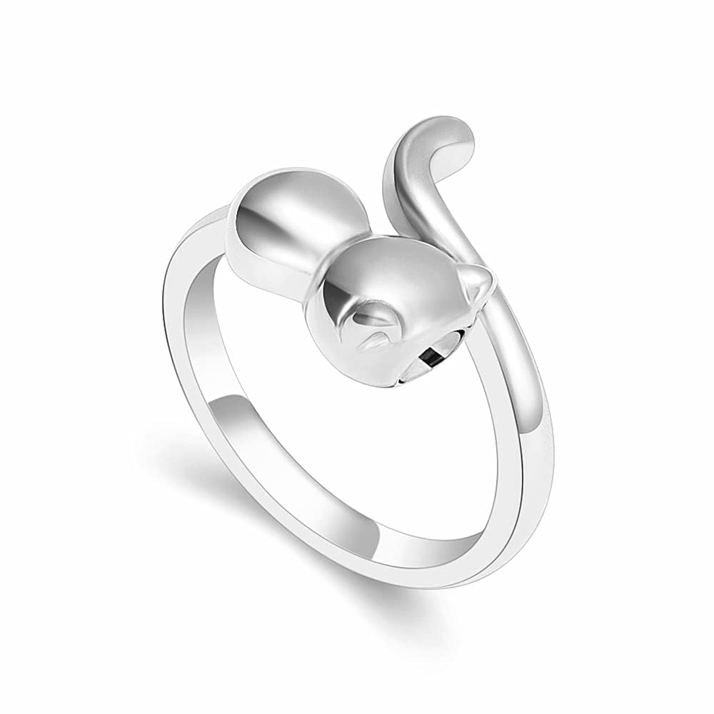 QGJNSGC Cat Cremation Ring Jewelry for Pet Ashes Urn Ring for Ashes Pets Love Cat for Keepsake Memorial Locket Holder for Women