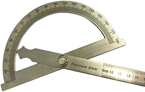 Swing Arm Protractor(Round Head),KitsPro Stainless Steel Protractor 0-180 degrees with 150 mm Stainless Steel Ruler