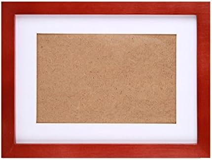 FASTNOVA 10x14 inch Cherry Red Real Solid Wood Picture Photo Poster Print Art Frame Made to Display Picture 8x12 with Mat or 10x14 Without Mat, Wall Mounting Material Included