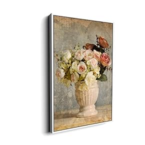 Canvas Wall Art for Living Room, Bedroom Vintage Flower Framed Canvas Prints for Home Decoration Ready to Hang - 16"x24" inches
