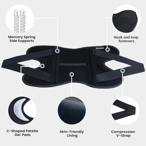 Galvaran Knee Brace for Men & Women - ACL, MCL, Meniscus Tear Support & Arthritis Pain Relief - Stabilizing Knee Braces Support with Side Stabilizers & Patella Gel Pad