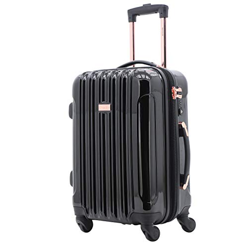 kensie Women's Alma Hardside Spinner Luggage, Black, CarryOn 20Inch