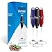 Milk Frother - Black Power Frother - Ultra Durable Electric Handheld - Battery Operated for Coffee, Protein Powder, Collagen, Pre-Workout, Greens, Matcha - Quiet & High Powered - Stand Included