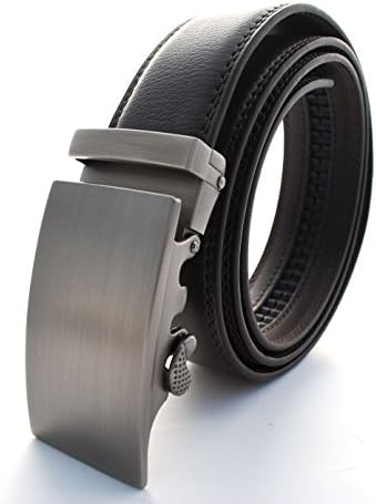 dBurg Products Men's One Size Adjustable Ratchet Belt (One-size, Black Leather Silver Brushed)