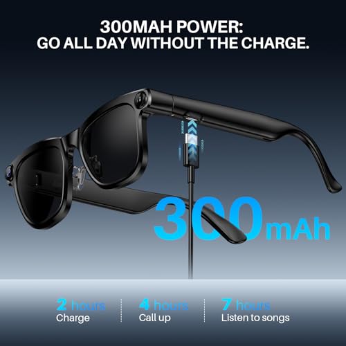 EnergyPort AI Smart Glasses with Camera & Bluetooth, 8MP 1080P HD Video, Photochromic Sunglasses Lenses, Open-Ear Audio, Voice Assistant, AI Recognition & Translation, Privacy LED, IPX4, Outdoor