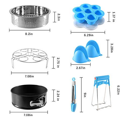 Delicacy Instant Pot Accessories Set Compatible with 5,6,8Qt - 7 PCS Pressure Cooker Accessories with Steamer Baskets,Non-stick Springform Pan,Egg Rack,Egg Bites Mold,Kitchen Tong, Dish Clip,Oven Mitt