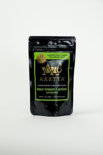 Edible Insects: Aketta Sour Cream and Onion Crickets: 5 Pack (Dry Roasted Seasoned Crickets)