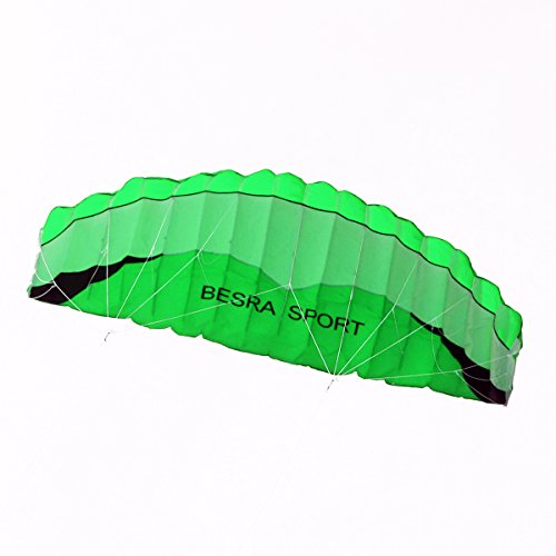 Besra New Arrival Huge 102inch/98inch Dual Line Parachute Stunt Kite with Flying Tools 2.6m/2.5m Power Parafoil Kitesurfing Training kites Outdoor Fun Sports for Beach (102inch Green)