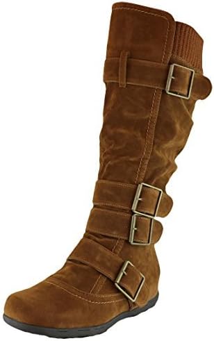 Amazon.com: Cambridge Select - Botas planas para mujer con hebilla: Shoes