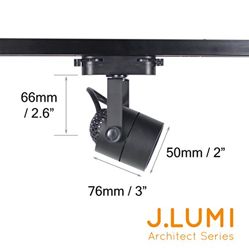 J.LUMI TRK9610 GU10 Line Voltage Track Light Head, 120V AC, Track Light Fixtures, Black Finish, Compatible track rail RAL1002, BULB NOT INCLUDED