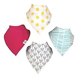 Baby Bandana Drool Bibs with Adjustable Snaps | 4-Pack Absorbent Cotton, Great Baby Gift for Girls by The Hamptons Baby (Girls Pattern & Solid)