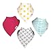 Baby Bandana Drool Bibs with Adjustable Snaps | 4-Pack Absorbent Cotton, Great Baby Gift for Girls by The Hamptons Baby (Girls Pattern & Solid)
