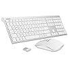 Wireless-Keyboard-and-Mouse-Combo-Sonkir-K-18-24GHz-Ultra-thin-Aluminum-Full-size-Keyboard-with-Free-Cover-Film-3-Adjustable-DPI-Mouse-Set-for-Windows-Laptop-PC-Computer-Smart-TV-Silver Wireless Keyboard Mouse Combo, Sonkir K-18 Full-Size Ergonomic 2.4G Cordless Keyboard with Protective Film and Silent…