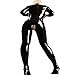 FASHION QUEEN Women's Sexy Open Crotch Catsuit Wetlook Faux Leather Jumpsuit (L, Black)