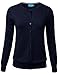 FLORIA Women's Button Down Crew Neck Long Sleeve Soft Knit Cardigan Sweater Navy M
