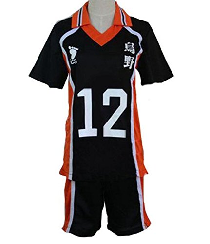 Haikyuu Karasuno High School Uniform Jersey Volleyball Cosplay Costume (L, NO.12 Yamaguchi Tadashi)
