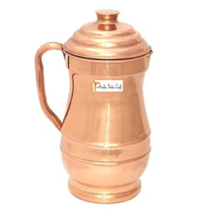 Prisha India Craft Pure Copper Jug Pitcher, Maharaja Jug, Storage Water, 1300 ML