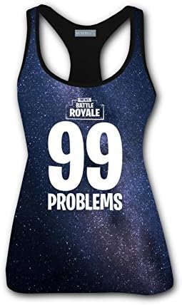 Alxosla Womens Tank Tops Fortnite Battle Royale 99 Problems 3D Printed Gym Yoga Vest Sleeveless Tees