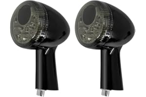 MACHSWON Rear Motorcycle Turn Signal Lights Indicators Amber + Red Light (Black Housing Smoke Lens), 1992-2021 Compatible wit