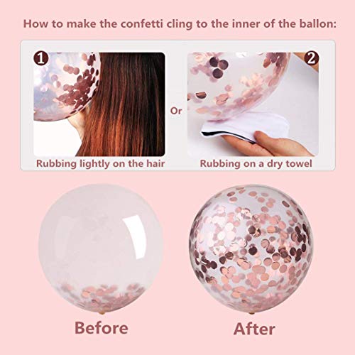 Rose Gold Birthday Decorations, Vita 70pcs Happy Birthday Banner Rose Gold Latex Foil Conffetti Balloons for Woman/Girl Birthday Wedding Anniversary Ceremony Baby Shower