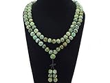 jennysun2010 Natural 10mm African Turquoise Gemstone Buddhist 108 Beads Prayer Mala Long Necklace Multi-Purpose about 43