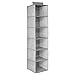 mDesign Fabric Over Rod Hanging Closet Storage Organizers, Includes a Wide 6-Shelf Sweater Organizer, and a Narrow 10-Shelf Shoe Rack - Textured Print - Set of 2 - Gray