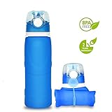 silbyloyoe Silicone Water Bottle Foldable Collapsible Anti Leakage with Leak Proof Valve Bottles Travel Outdoor Sports Lightwight Portable BPA Free Medical Food Grade 26 Ounce