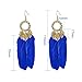 Pandahall 1 Pair Dark Blue Fashion Feather Earrings with Brass Earring Hooks Dangle Earrings for Women Lady Gifts ¡­