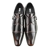 MM/ONE Oxford shoes Double Monk strap Cap toe Medallion Lace up Plain Formal Straight Tip Dark Brown