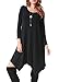 Invug Women Casual Loose Soft Crewneck Long Sleeve Pockets Swing T-shirt Dress Black XXL